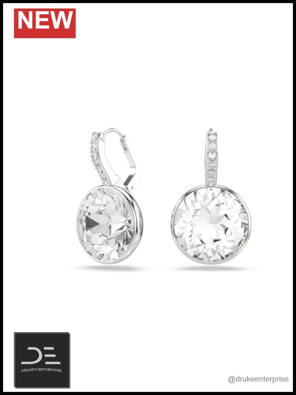 Swarovski Crystal Drop Earrings Rhodium Finish